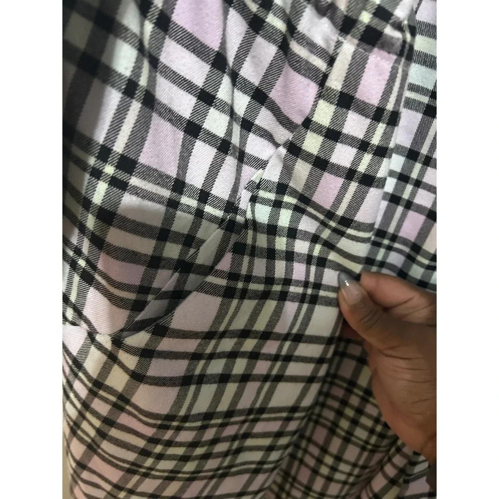 Torrid Plaid‎ Hooded Shirt Jacket White Pink Black Snap Front Plus Size